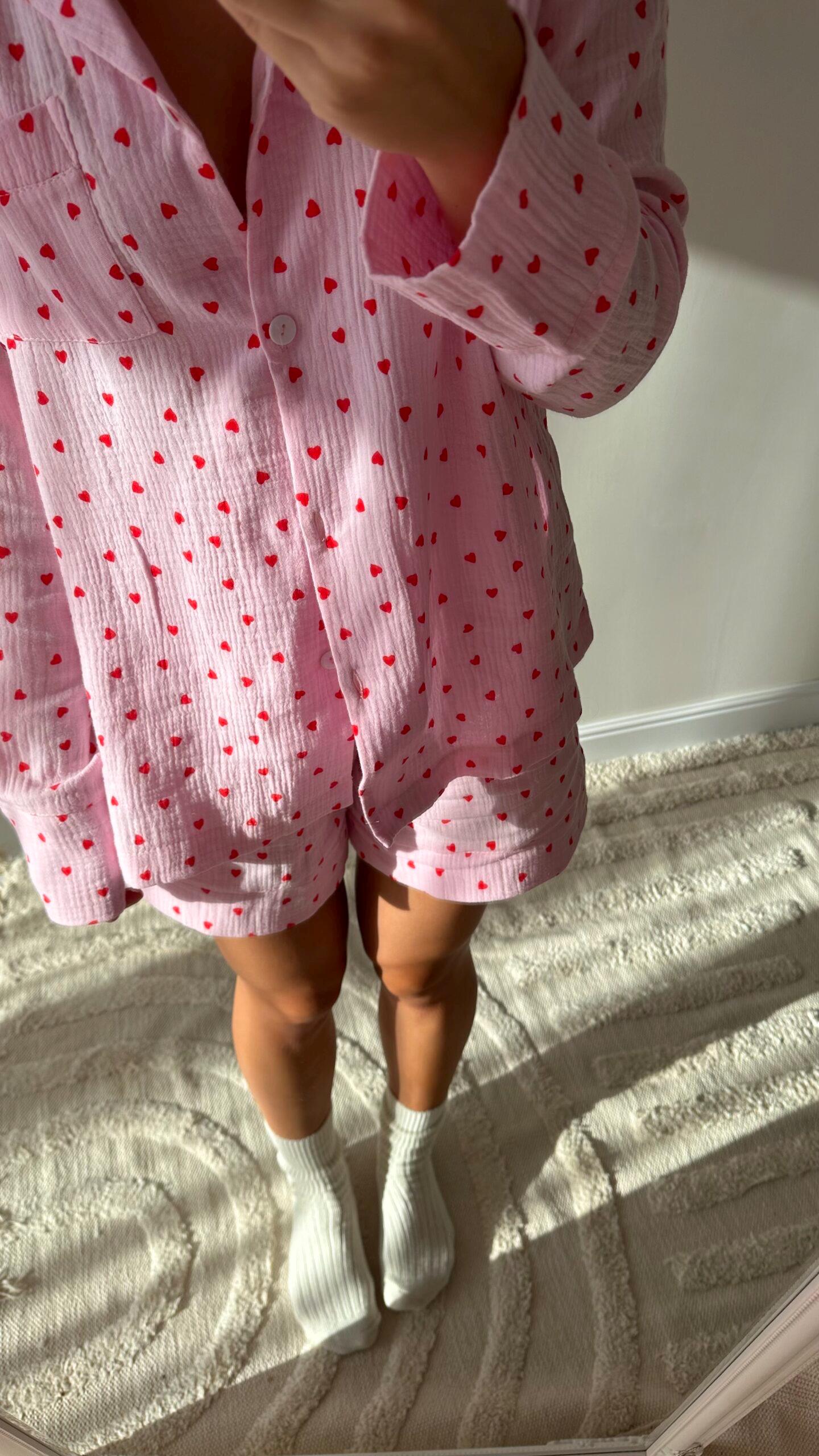 Cotton sleepwear Organic Cotton Set Crinkle cotton pajamas Bridal Bachelorette pajama set Muslin cotton loungewear Double gauze pink pajama
