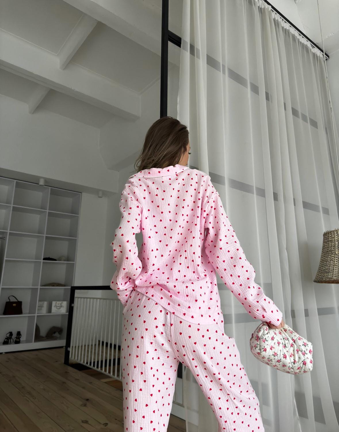 Cotton sleepwear Organic Cotton Set Crinkle cotton pajamas Bridal Bachelorette pajama set Muslin cotton loungewear Double gauze pink pajama